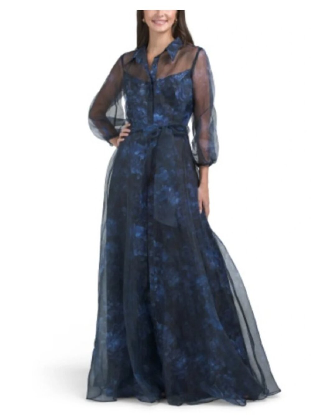 RENE BY RENE RUIZ Long Sleeve Organza Shirt Gown